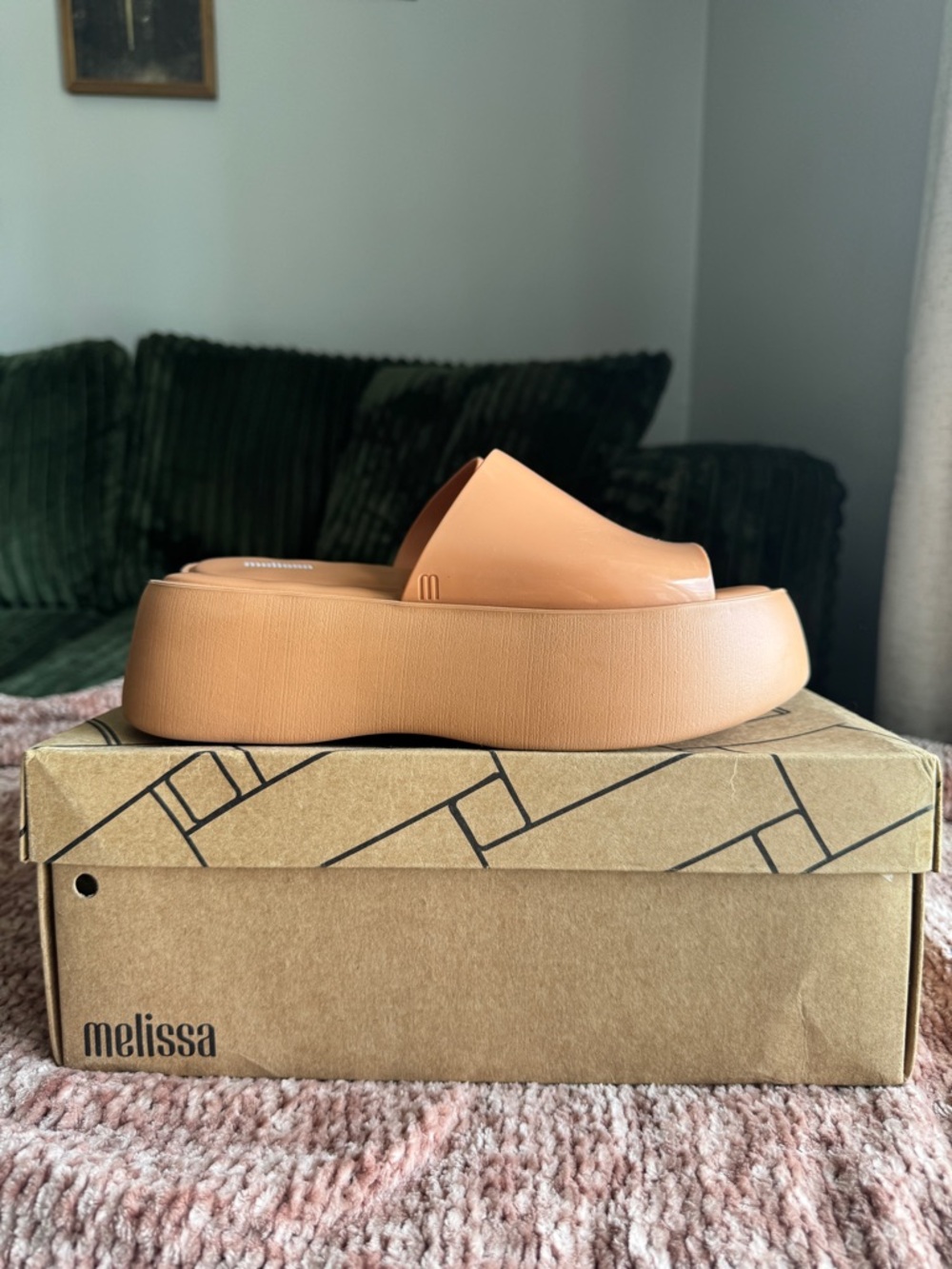 Melissa Platform Slide Sandals in Peach - Picture 4 of 5